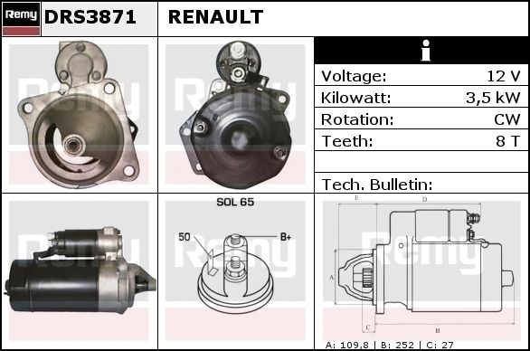 DELCO REMY Стартер DRS3889